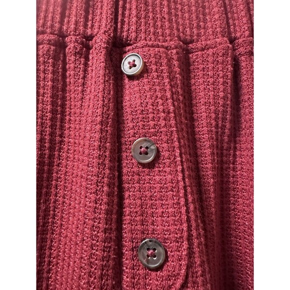 Waffle Knit 2-Piece Pajama Set Womens Medium Red Lounge Cozy Warm Stretch Comfy - Picture 9 of 13